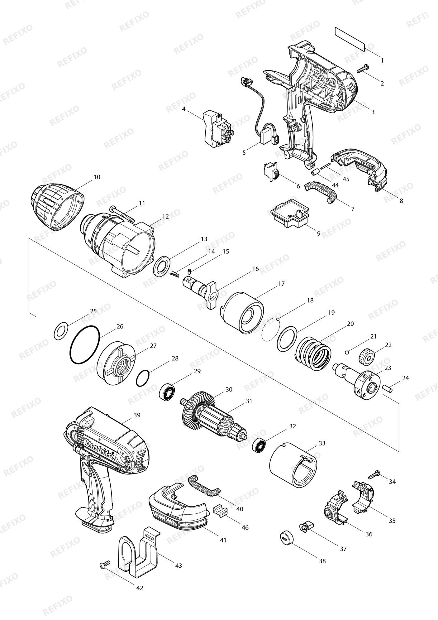 MAKITA DTW450 — схема запчастей