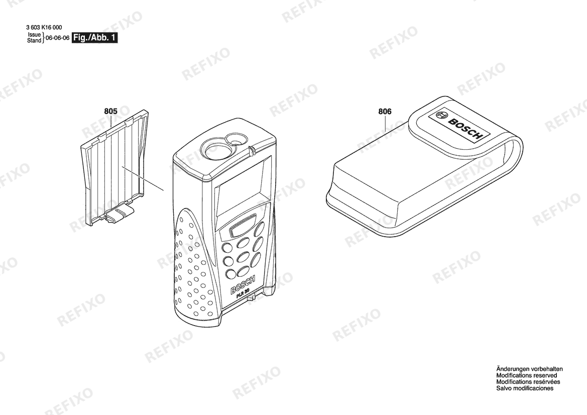 Bosch Entfernungsmesser PLR 30 | 001 - EU (3 603 K16 000) — схема запчастей