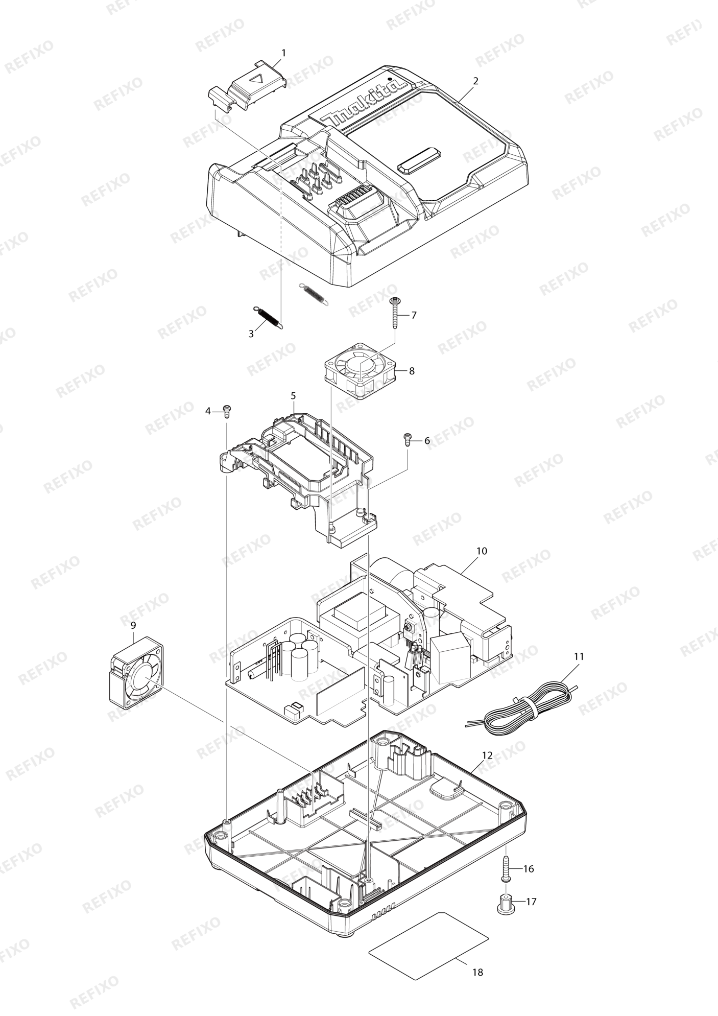 MAKITA DC40RA — схема запчастей