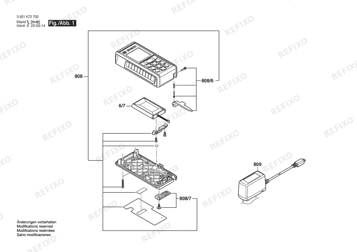 Bosch Entfernungsmesser GLM100C | 061 - US (3 601 K72 710) — схема запчастей