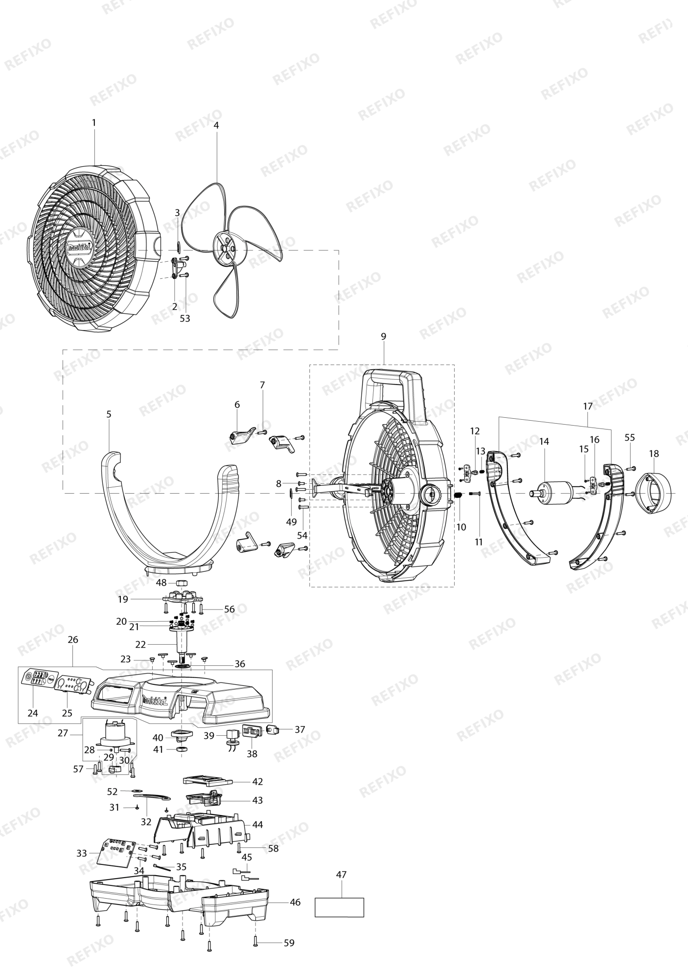 MAKITA DCF203 — схема запчастей