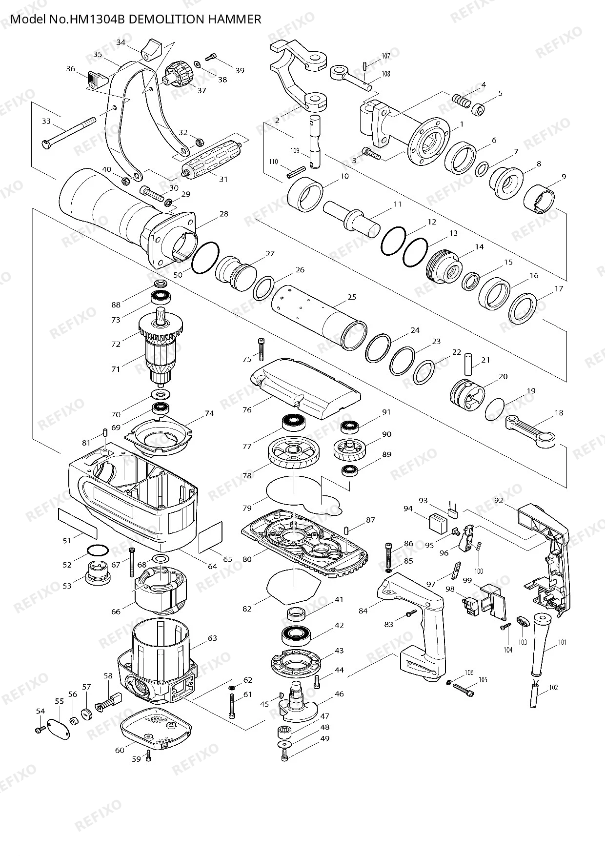 MAKITA HM1304B — схема запчастей