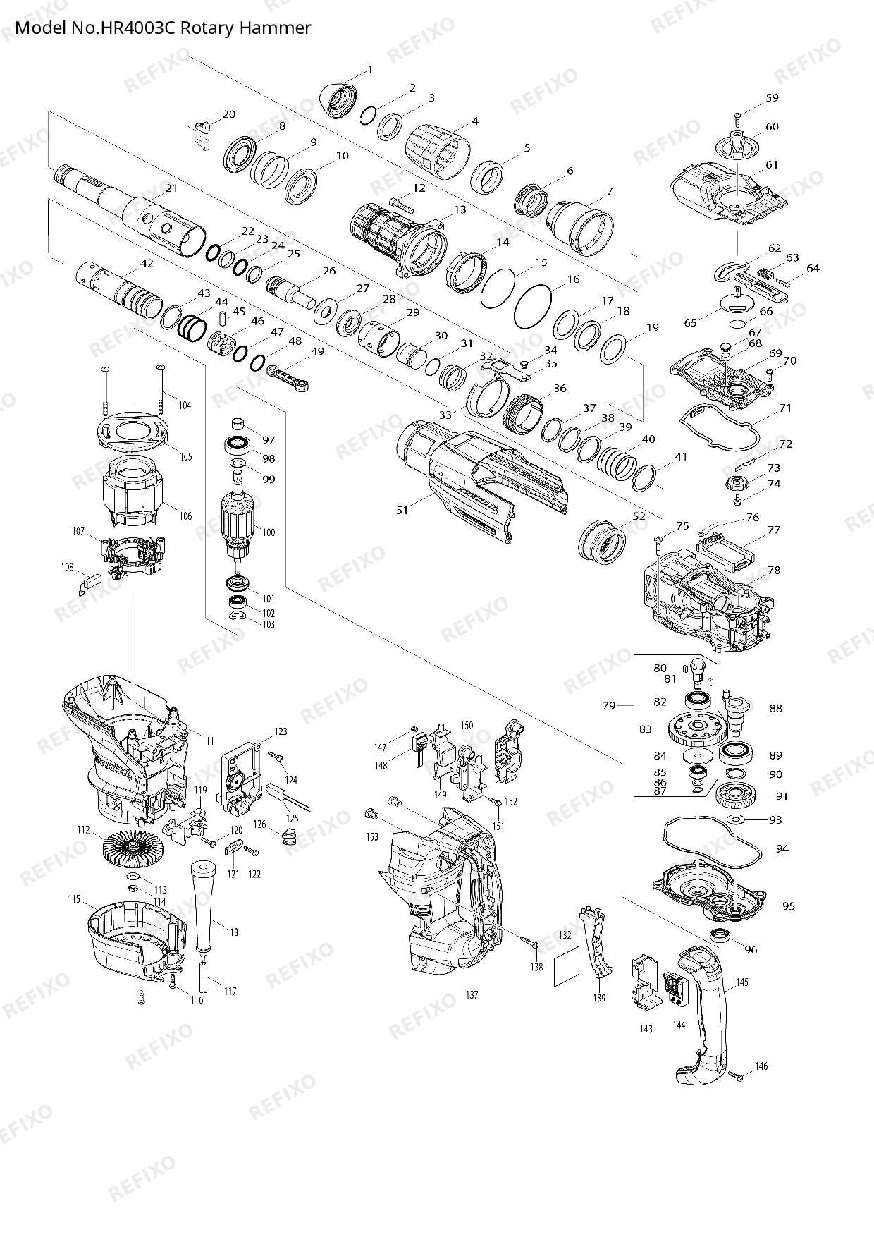 MAKITA HR4003C — схема запчастей