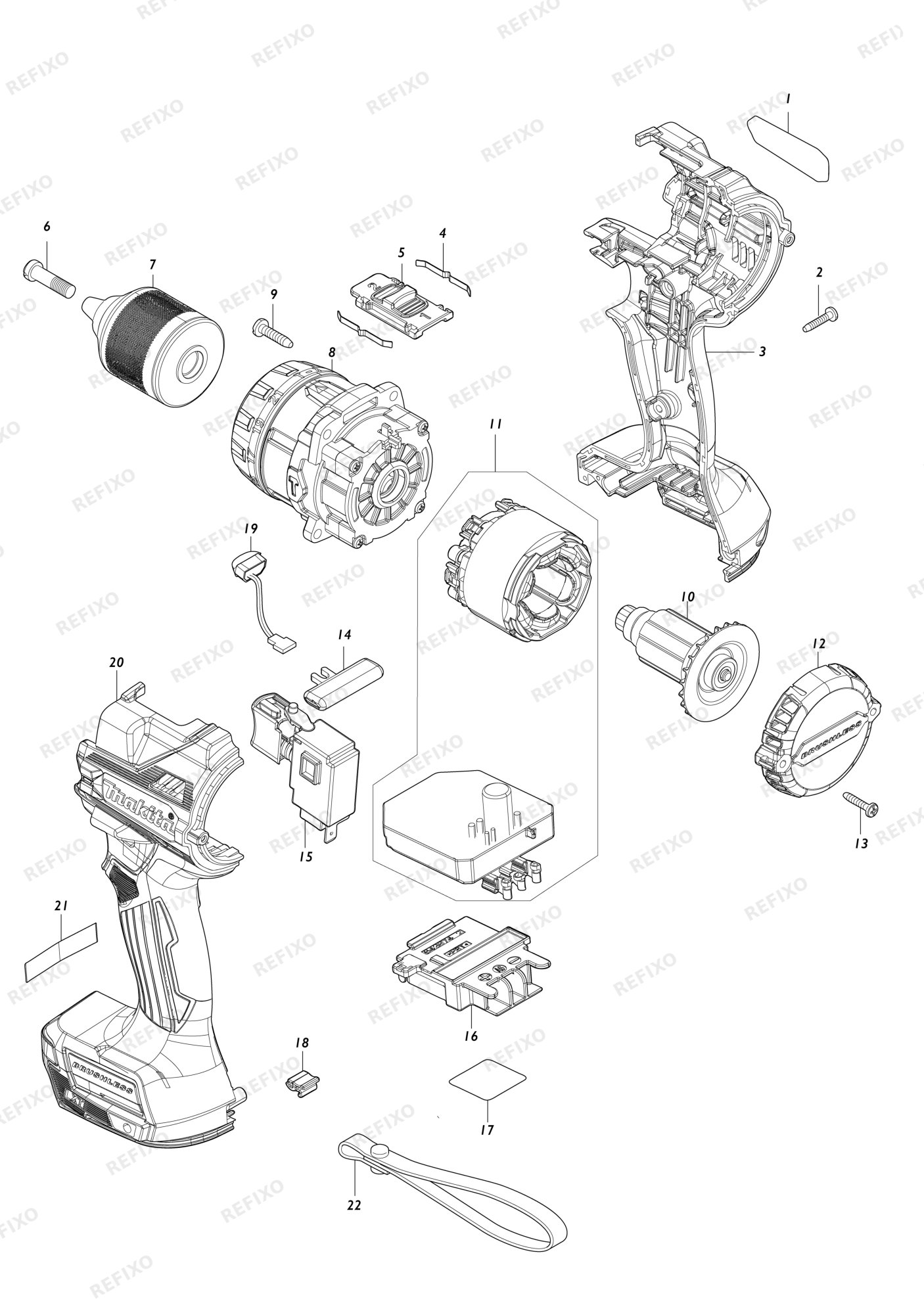 MAKITA DHP486 — схема запчастей
