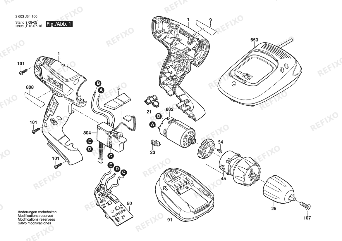 Bosch Аккумуляторный шуруповёрт PSR 14,4 LI | 14.4 V | 001 - EU (3 603 J54 100) — схема запчастей