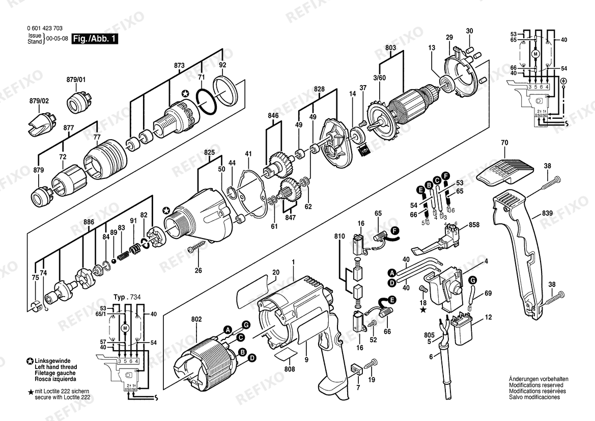 Bosch Шуруповёрт GSR 6-20 TE | 240 V | 027 - AU (0 601 423 737) — схема запчастей
