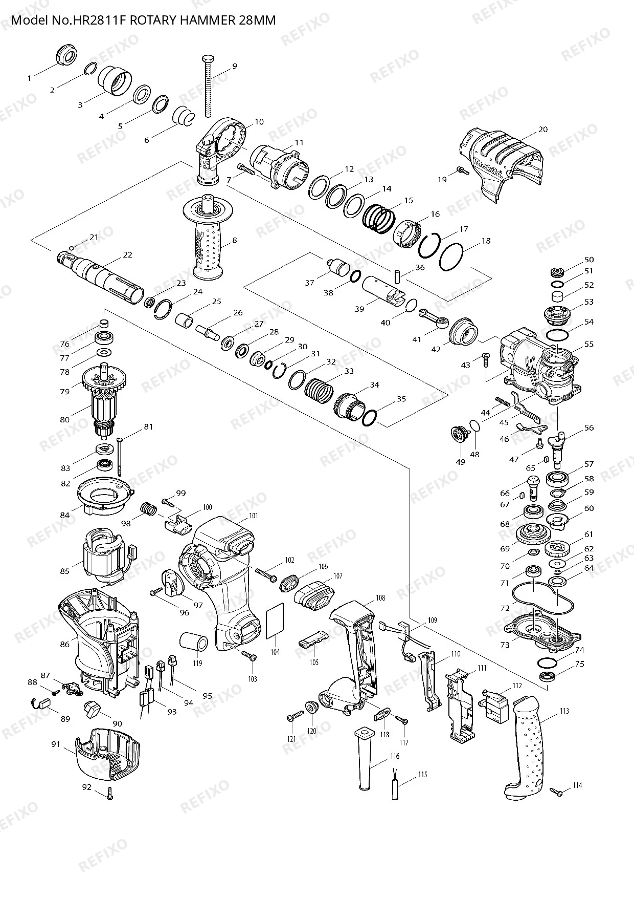 MAKITA HR2811F — схема запчастей