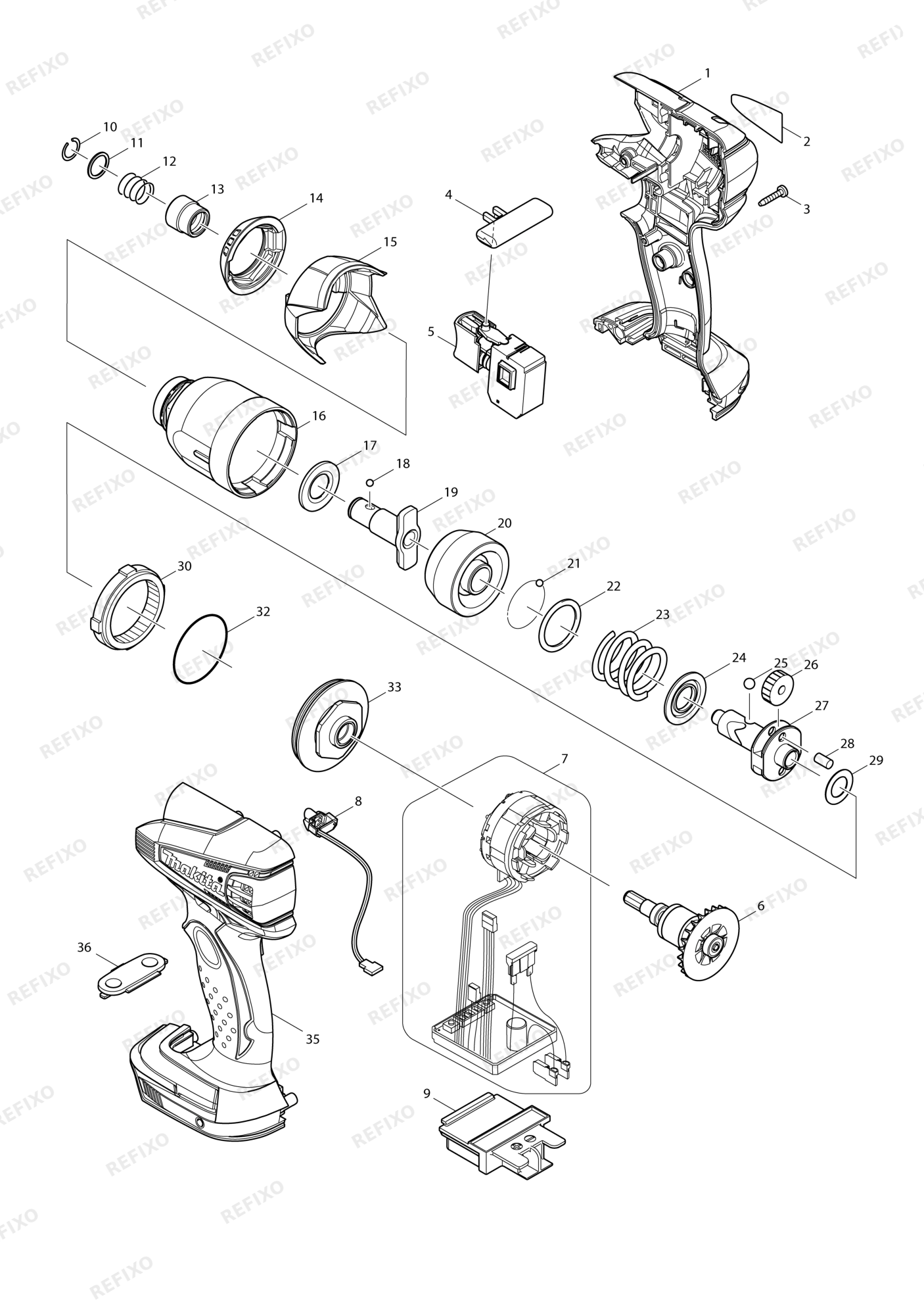 MAKITA DTD145 — схема запчастей