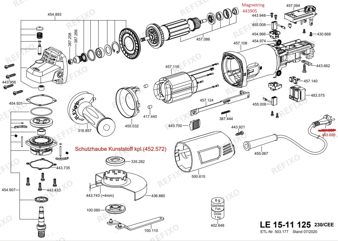 Flex LE 15-11 125 230CEE Fixtec — схема запчастей