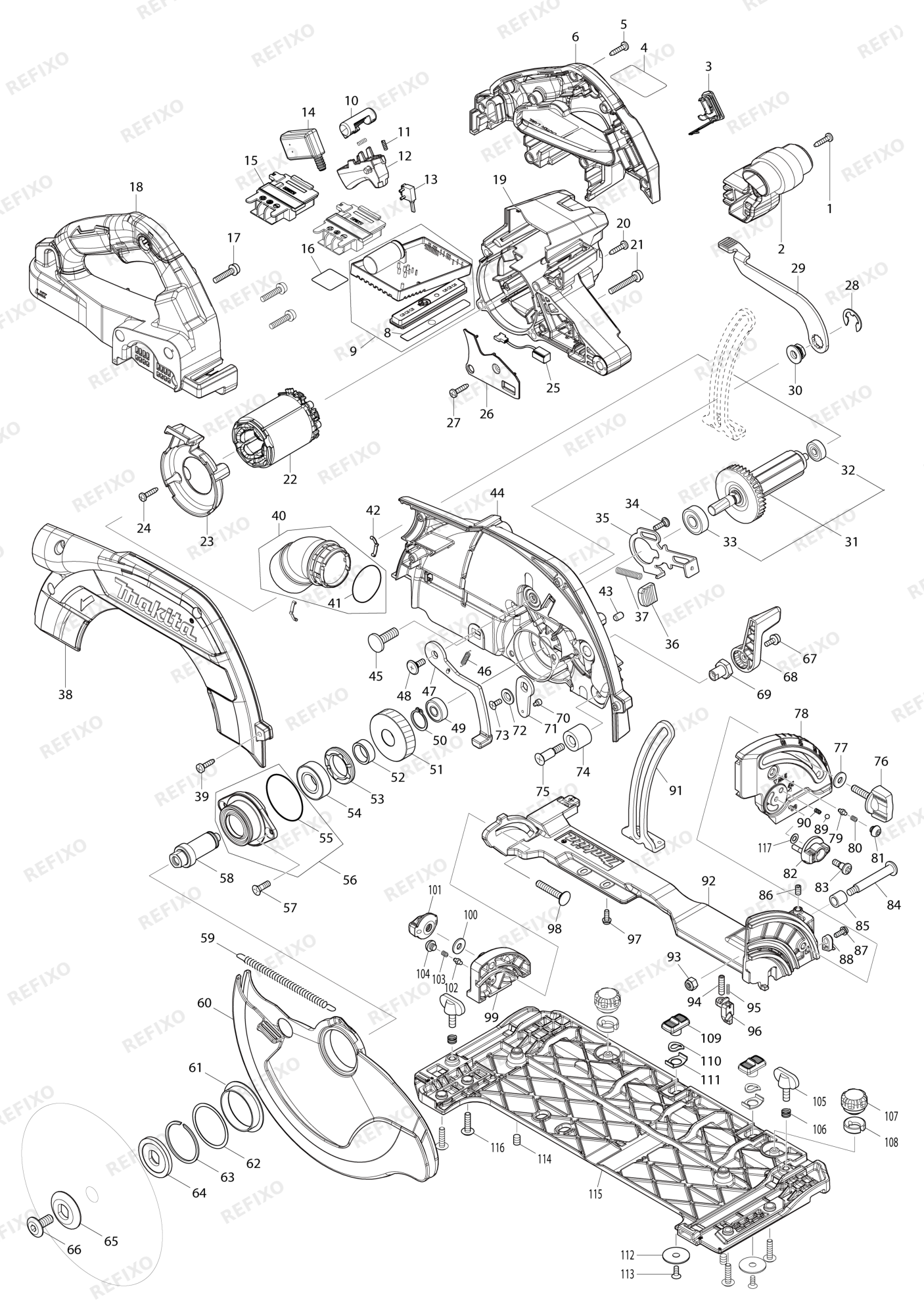 MAKITA DHS900 — схема запчастей