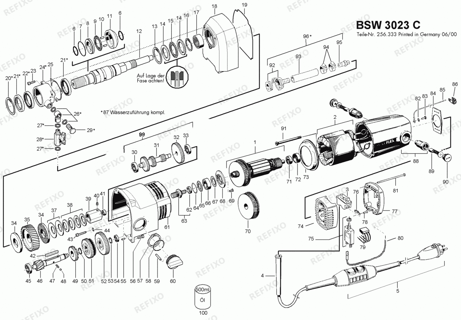 Flex BSW 3023 C 230CEE 265616 — схема запчастей
