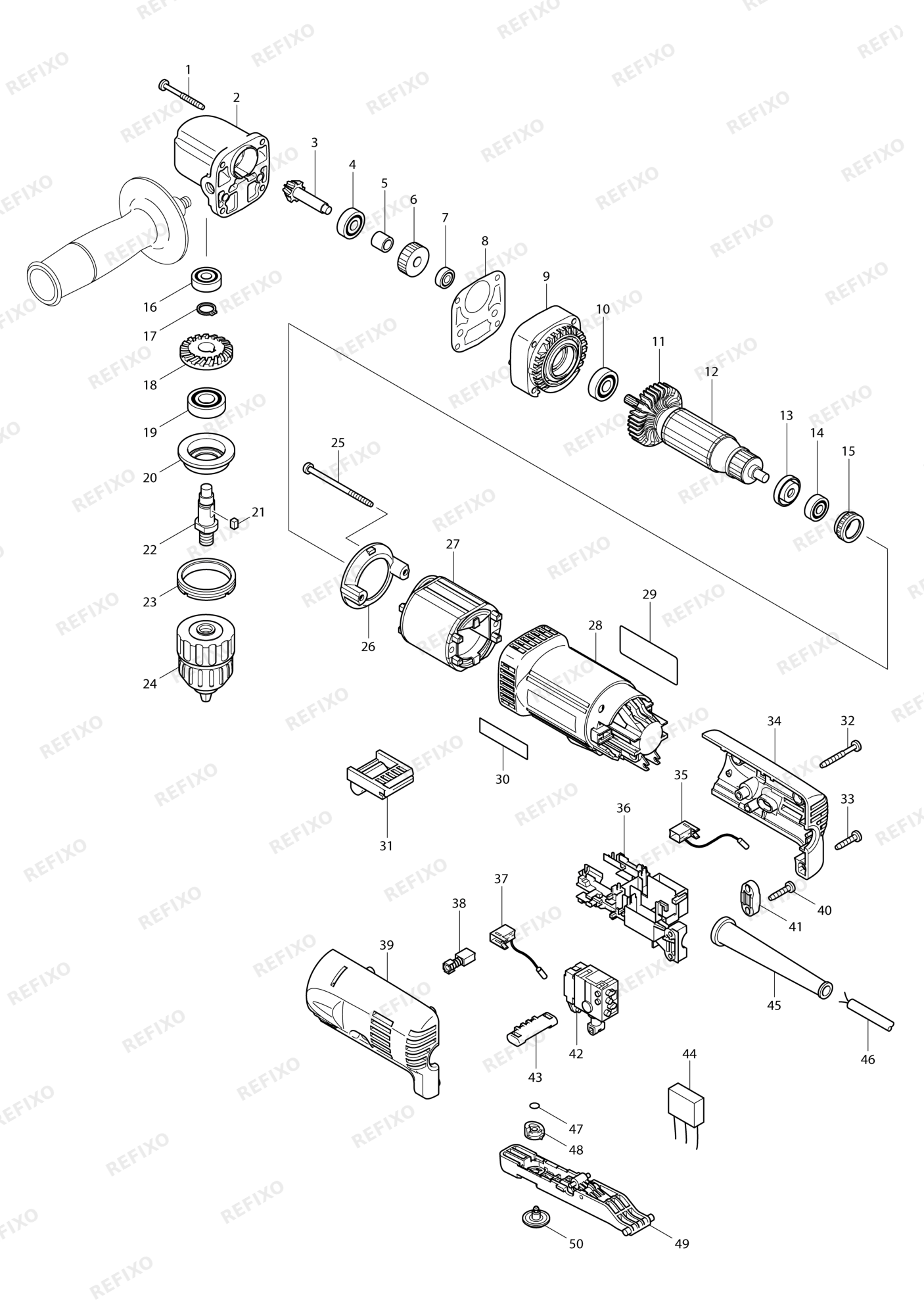 MAKITA DA3011 — схема запчастей