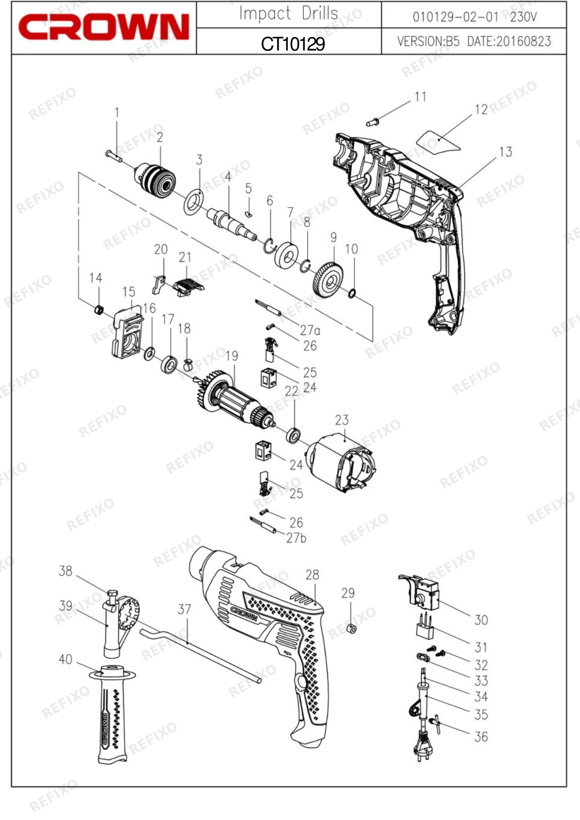 CROWN CT10129 (СТ10129С) — схема запчастей
