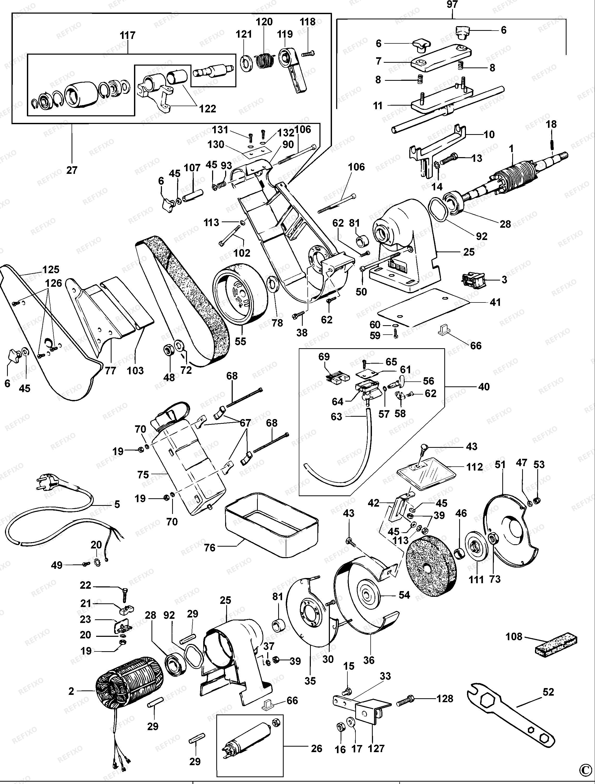 DeWalt НАСТОЛЬНЫЙ ШЛИФОВАЛЬНЫЙ СТАНОК DW755 — схема запчастей