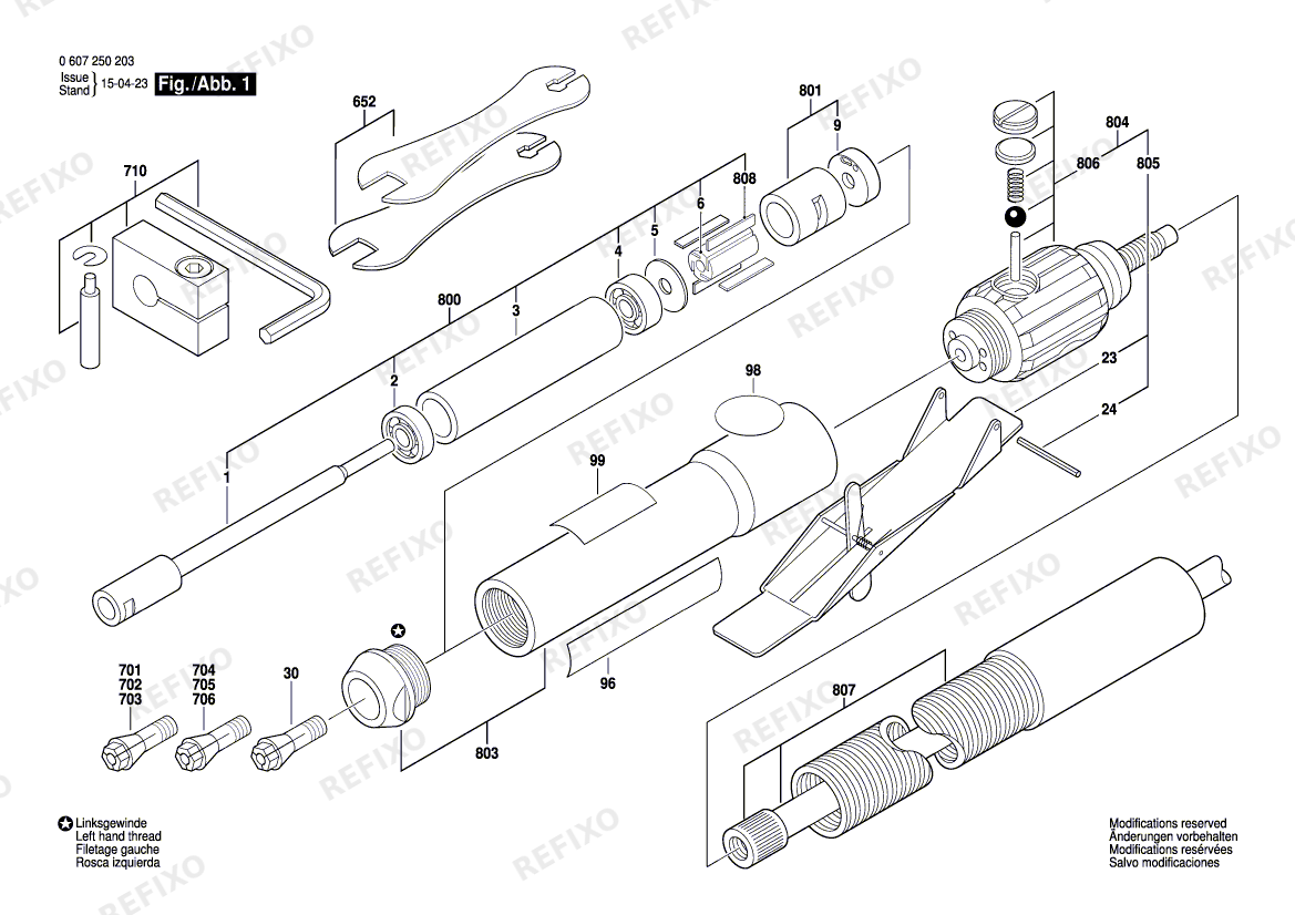 Bosch Pw-Geradschleifer 50 WATT-SERIE (0 607 250 203) — схема запчастей