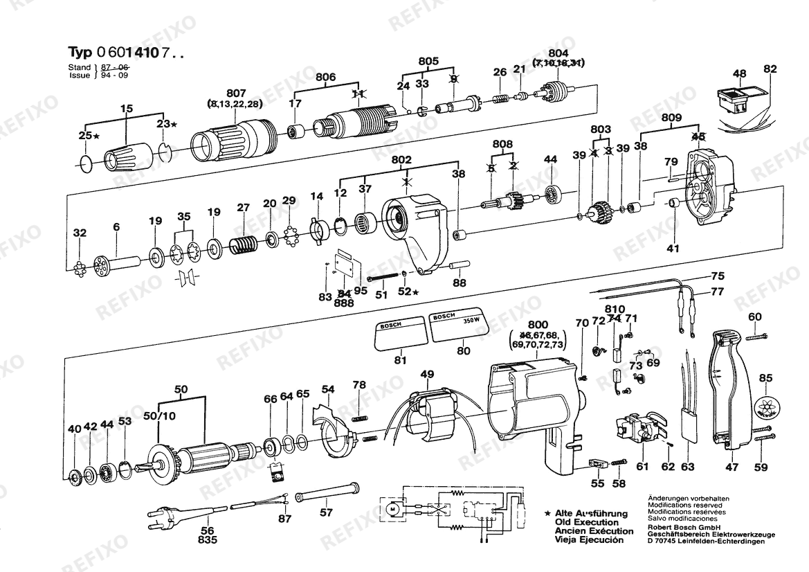 Bosch Шуруповёрт 1410.7 | 240 V | 027 - AU (0 601 410 737) — схема запчастей
