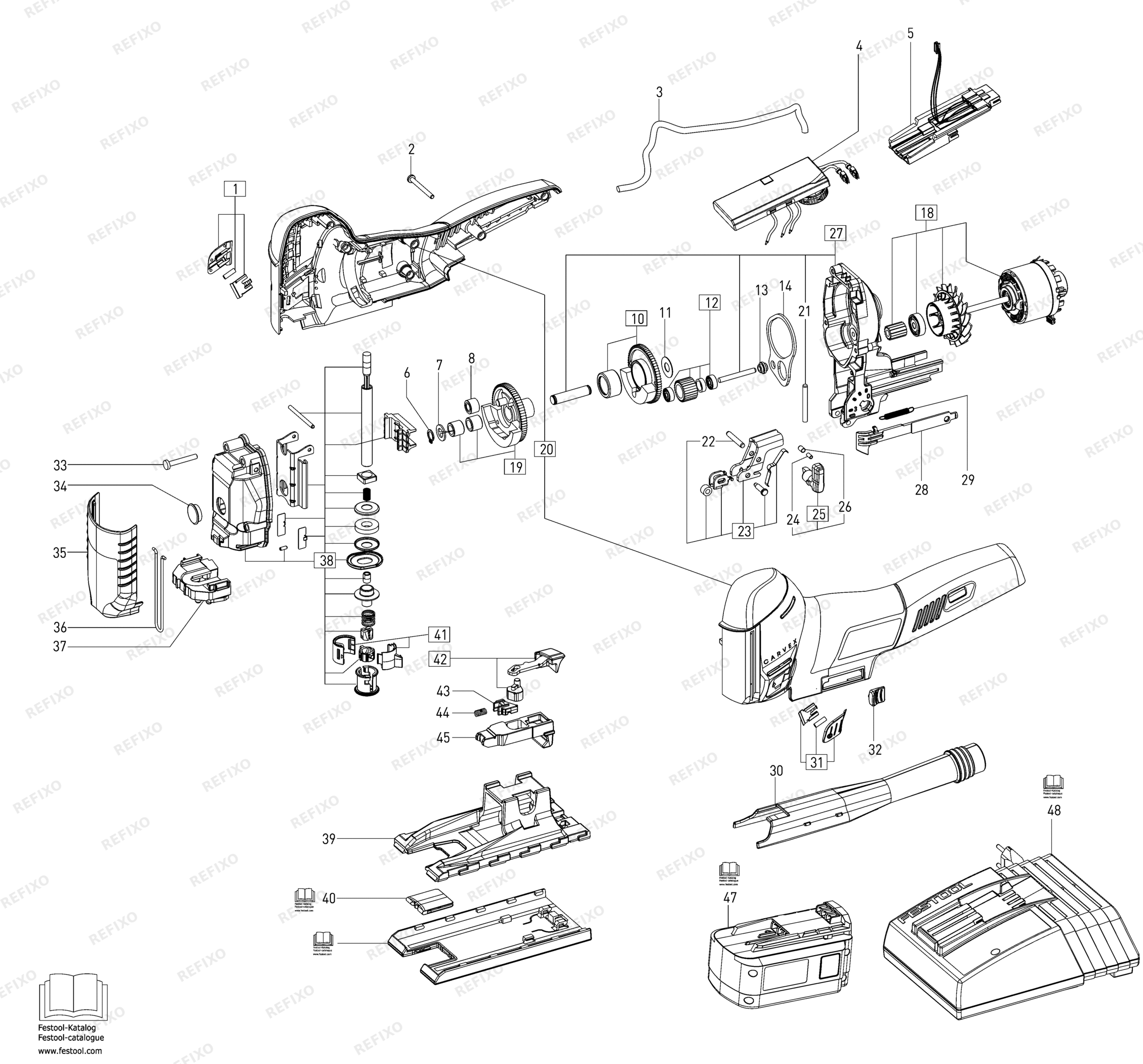 Festool PSC 400 EB - Pendelstichsäge 496058 — схема запчастей