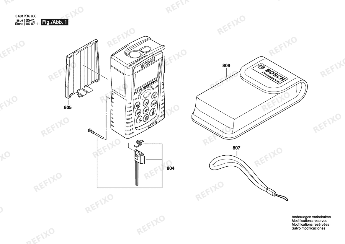 Bosch Entfernungsmesser DLE 50 | 001 - EU (3 601 K16 000) — схема запчастей