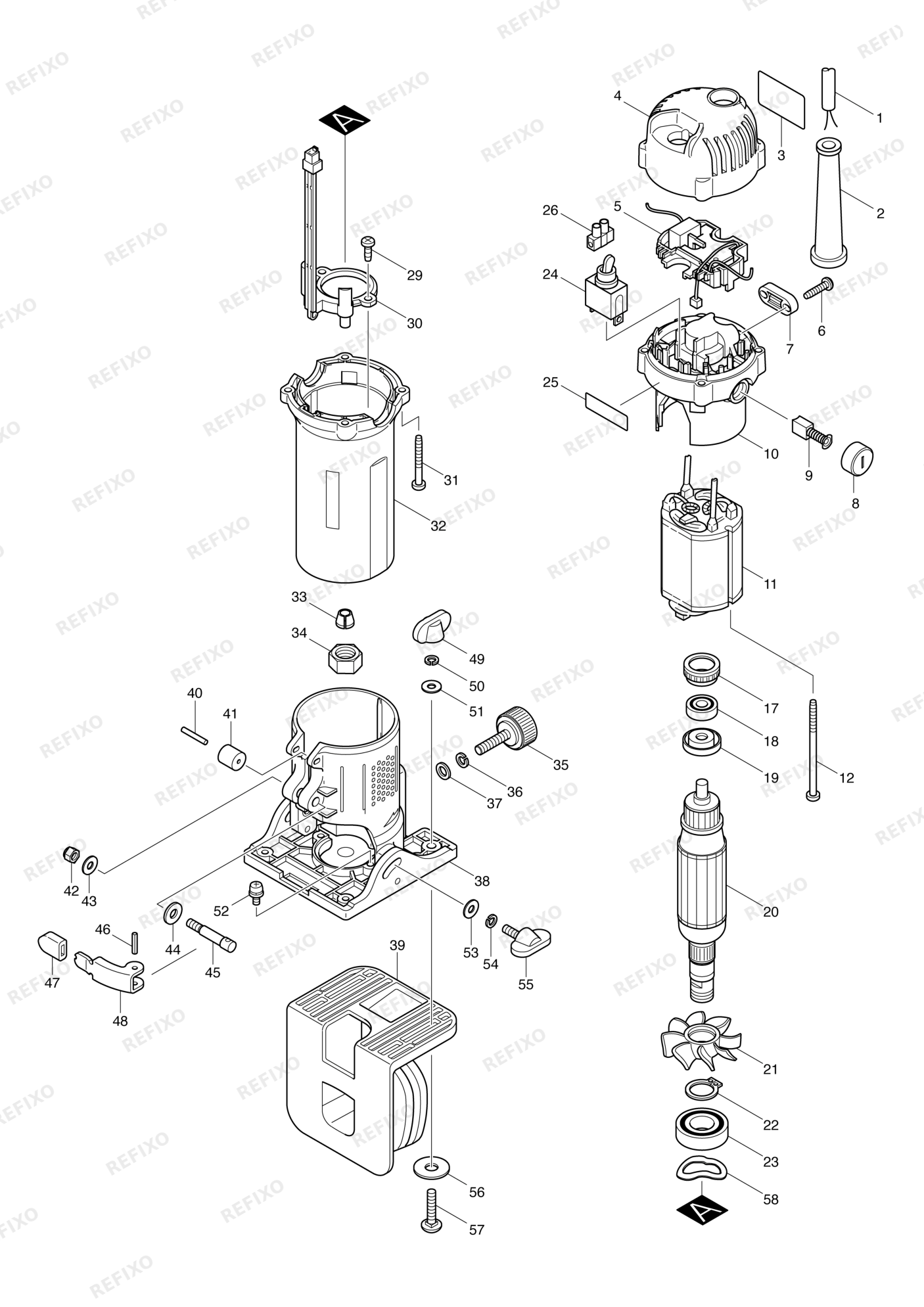 MAKITA 3708F — схема запчастей