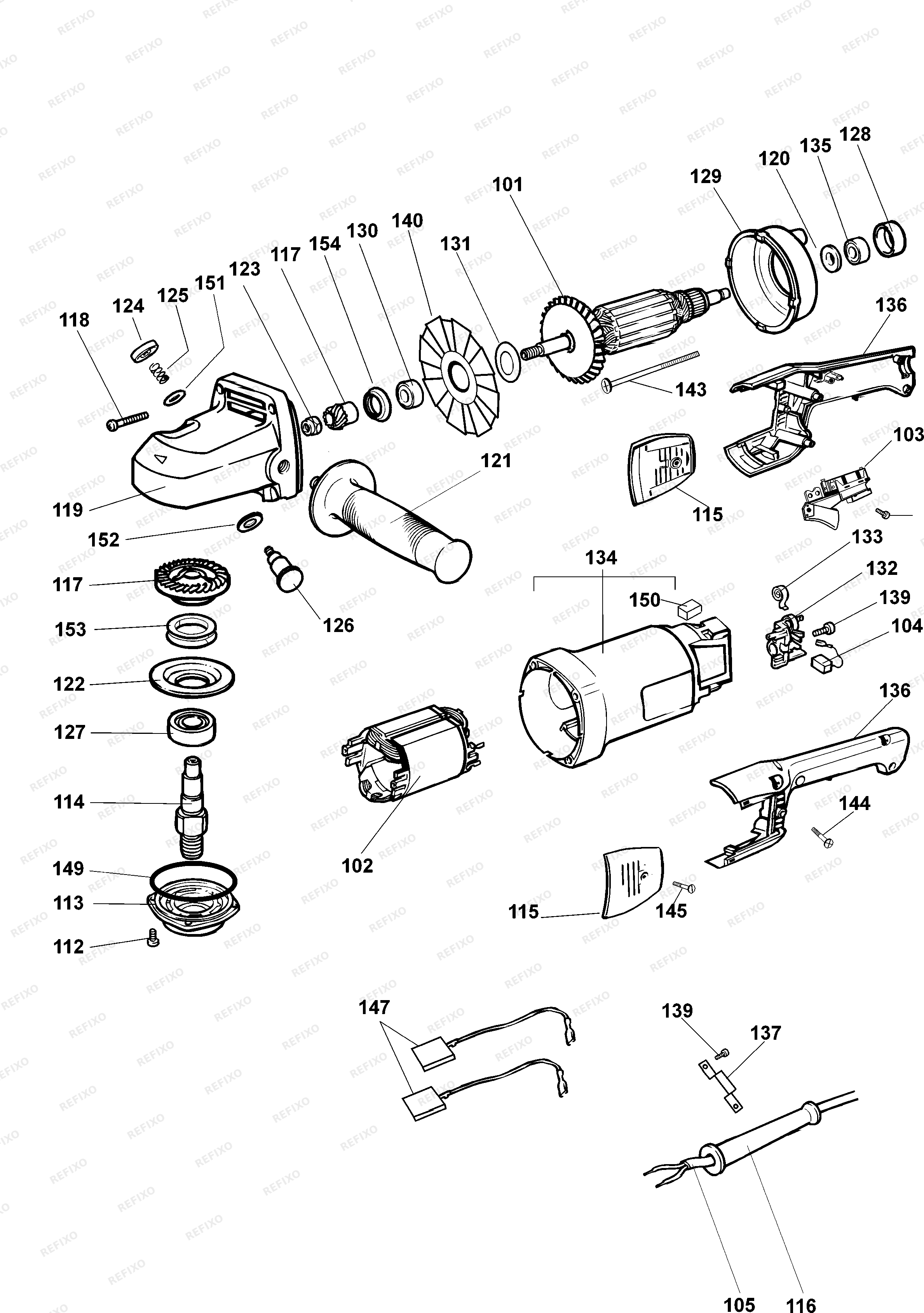 DeWalt ШЛИФОВАЛЬНЫЙ СТАНОК SA18 — схема запчастей