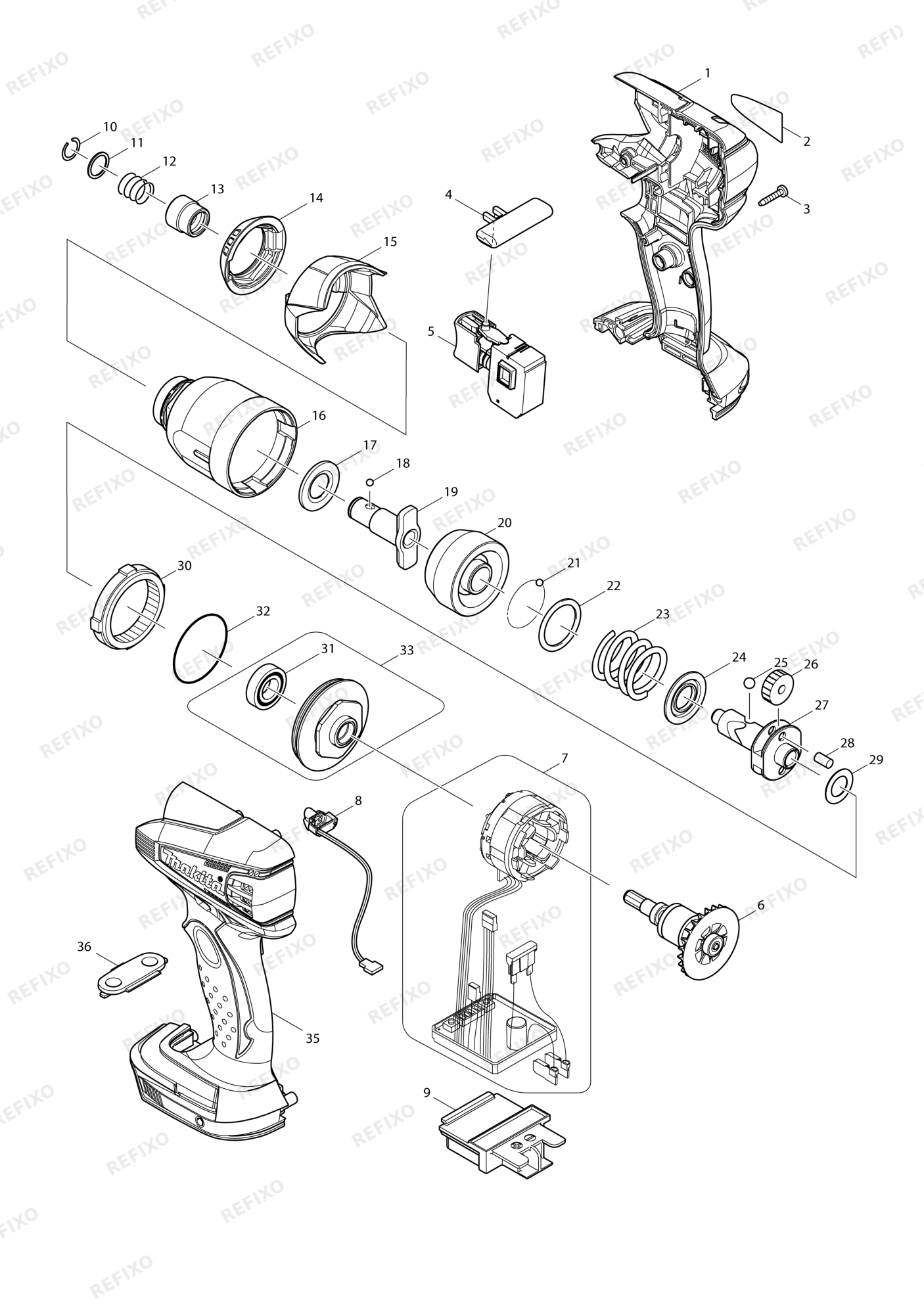 MAKITA BTD145 — схема запчастей