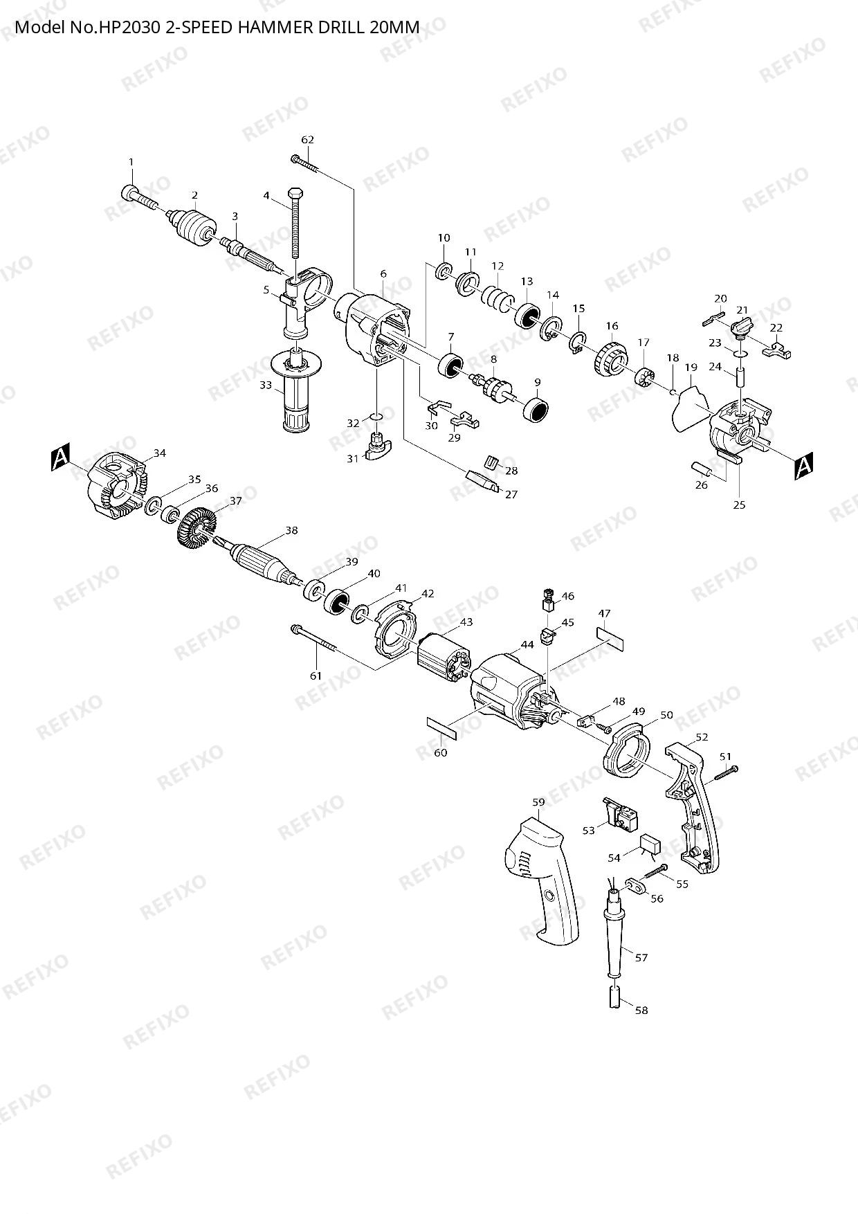 MAKITA HP2030 — схема запчастей