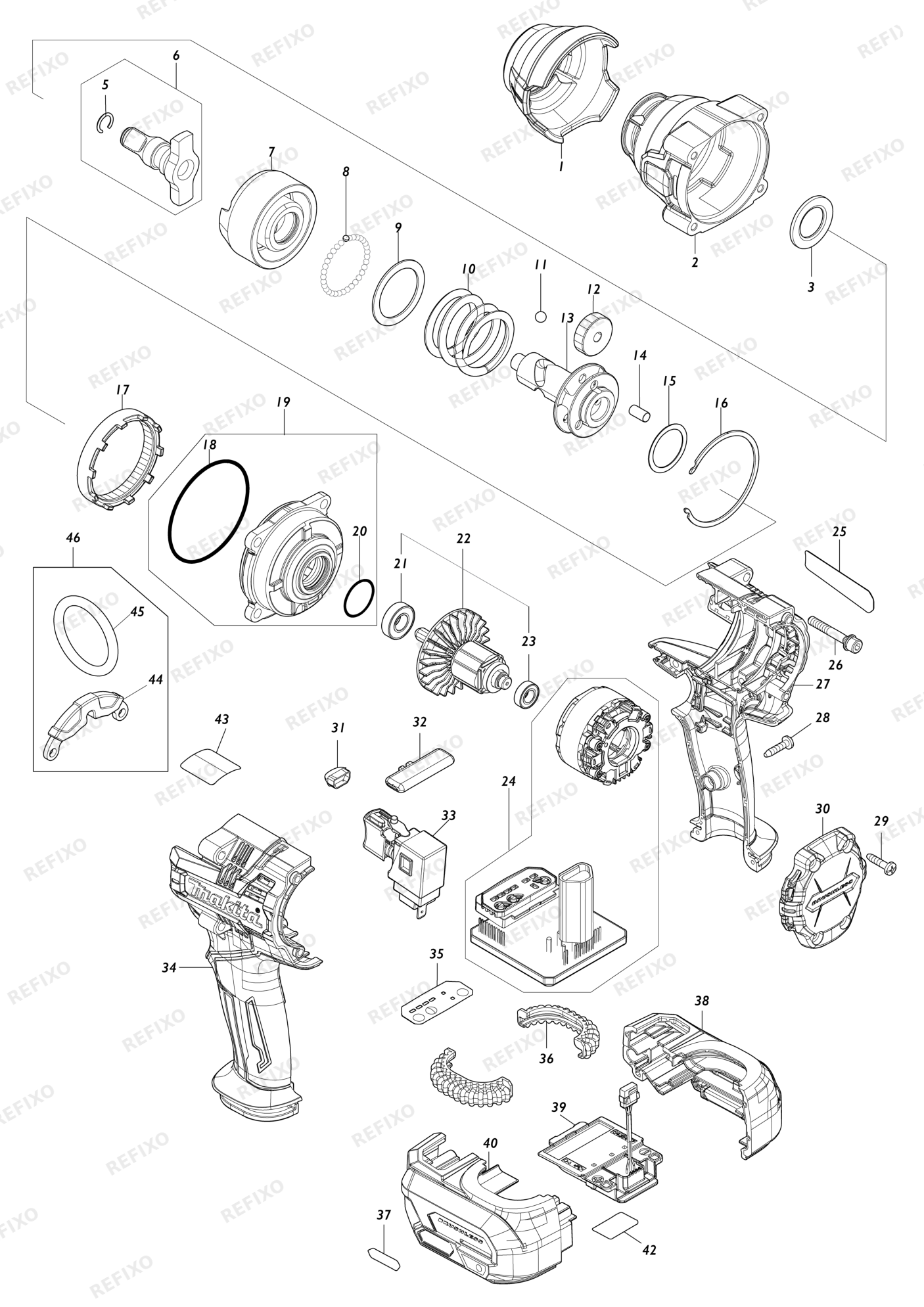 MAKITA TW007G — схема запчастей