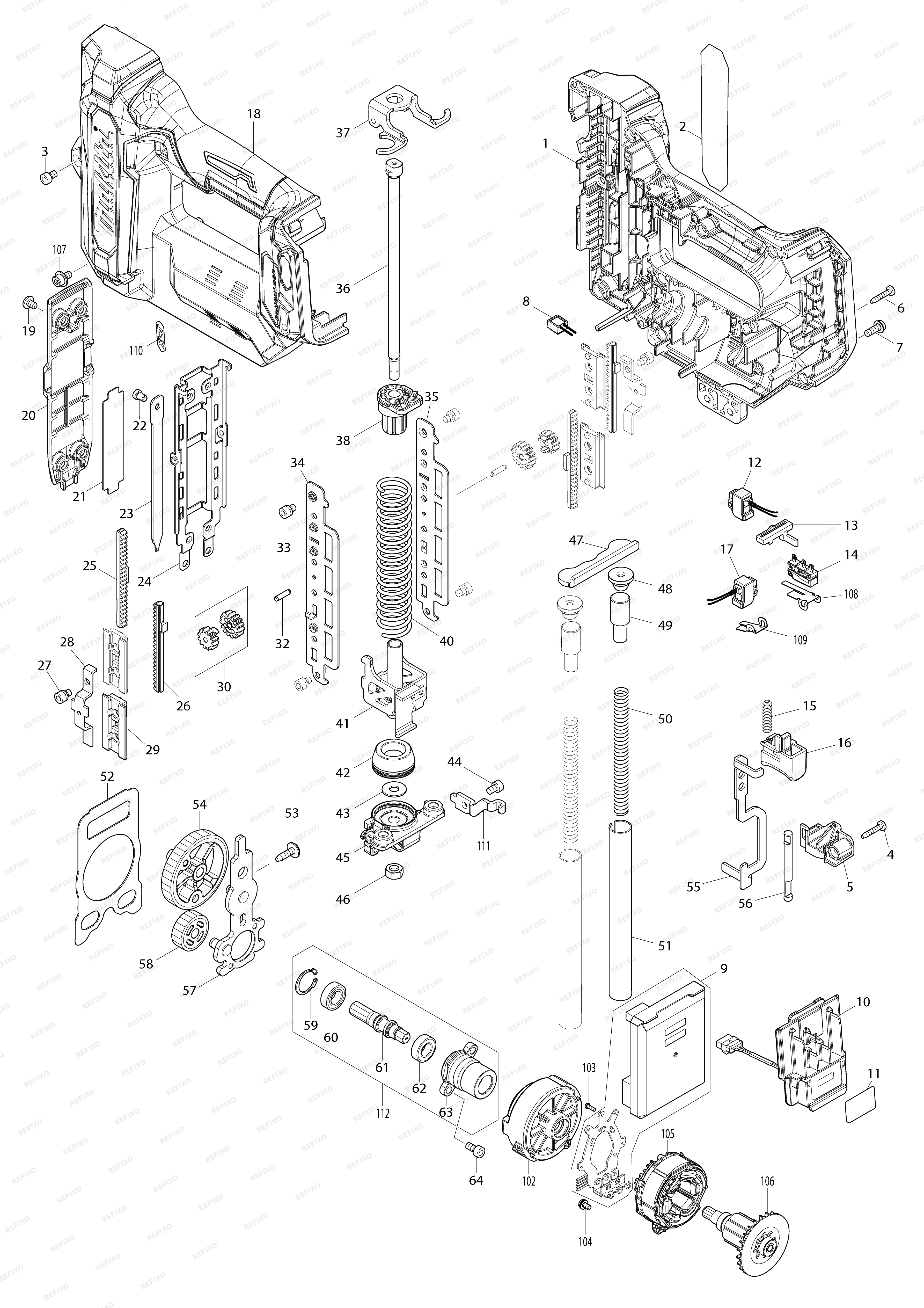 MAKITA FN001G — схема запчастей