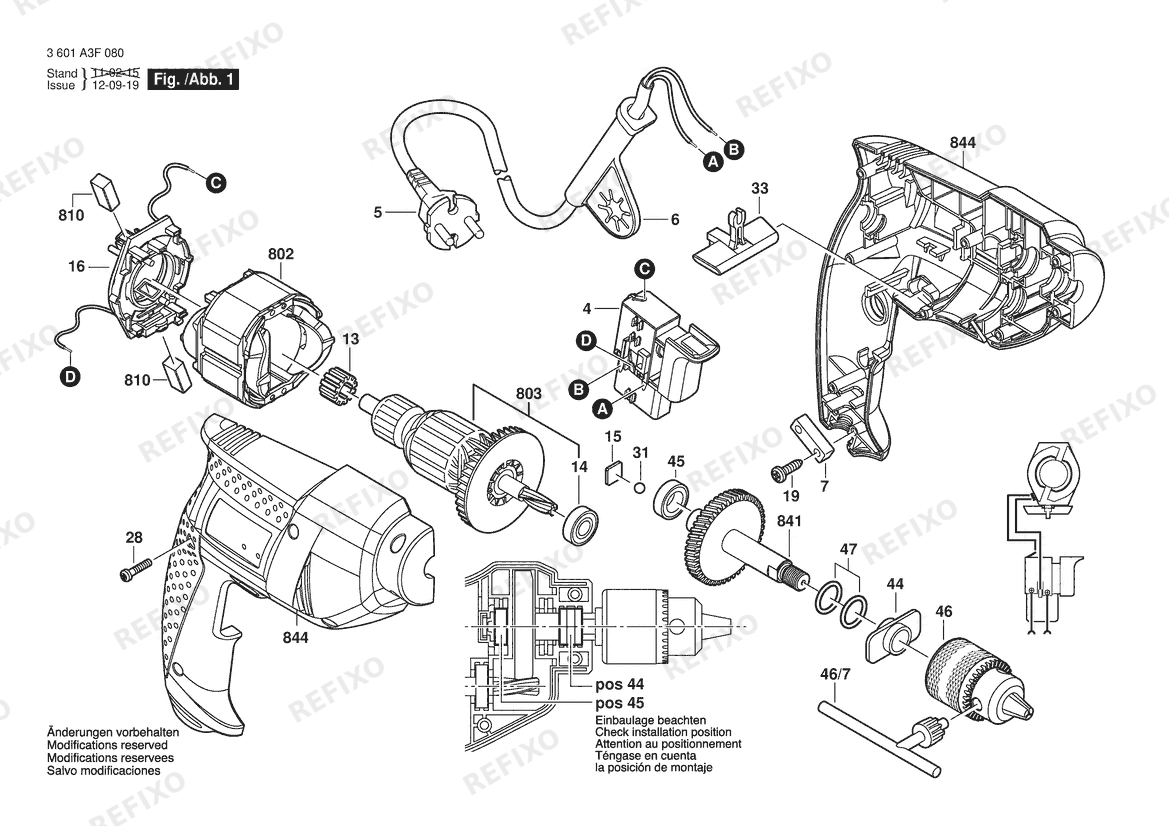 Bosch Дрель TBM 3200 | 220 V | 009 - CN (3 601 A3F 081) — схема запчастей