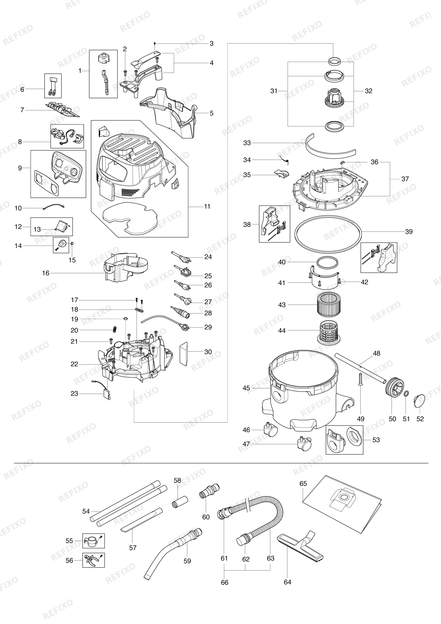 MAKITA VC3012L — схема запчастей