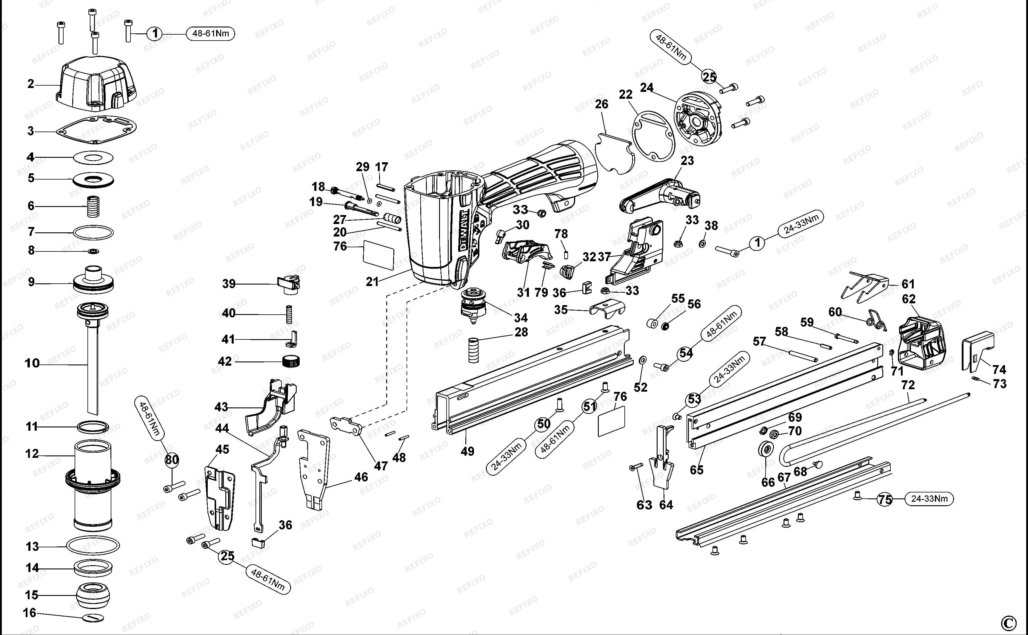 DeWalt СКОБОЗАБИВАТЕЛЬ DPSSL540 — схема запчастей