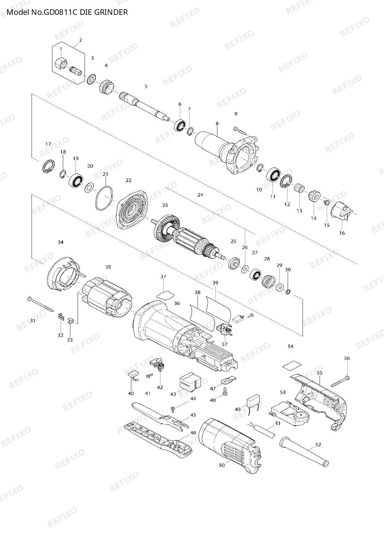 MAKITA GD0811C — схема запчастей