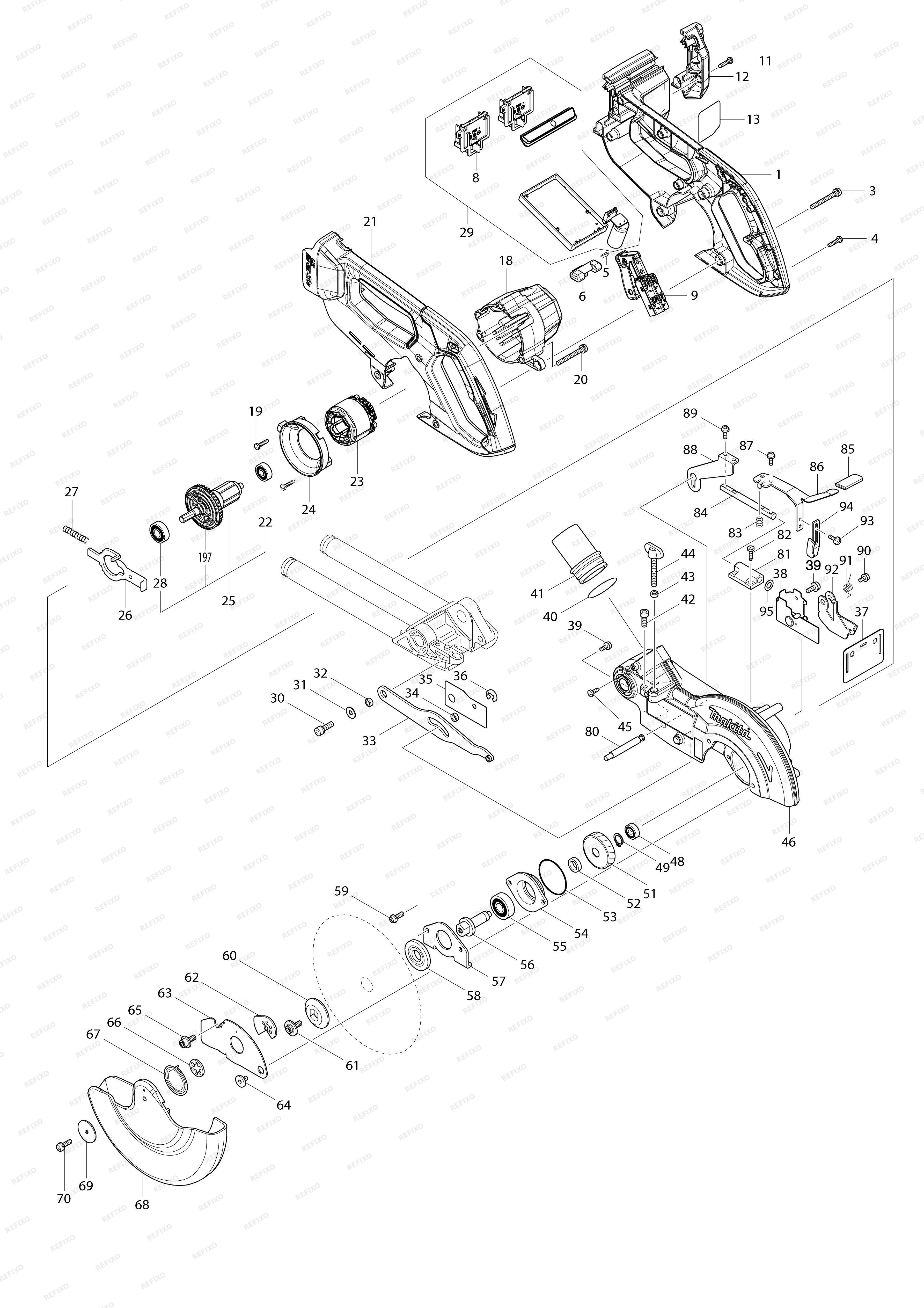 MAKITA DLS714 — схема запчастей