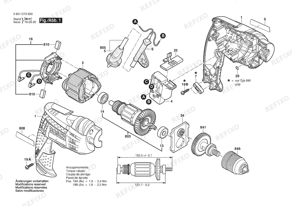 Bosch Дрель GBM 10 RE | 230 V | 004 - CH (3 601 D73 630) — схема запчастей