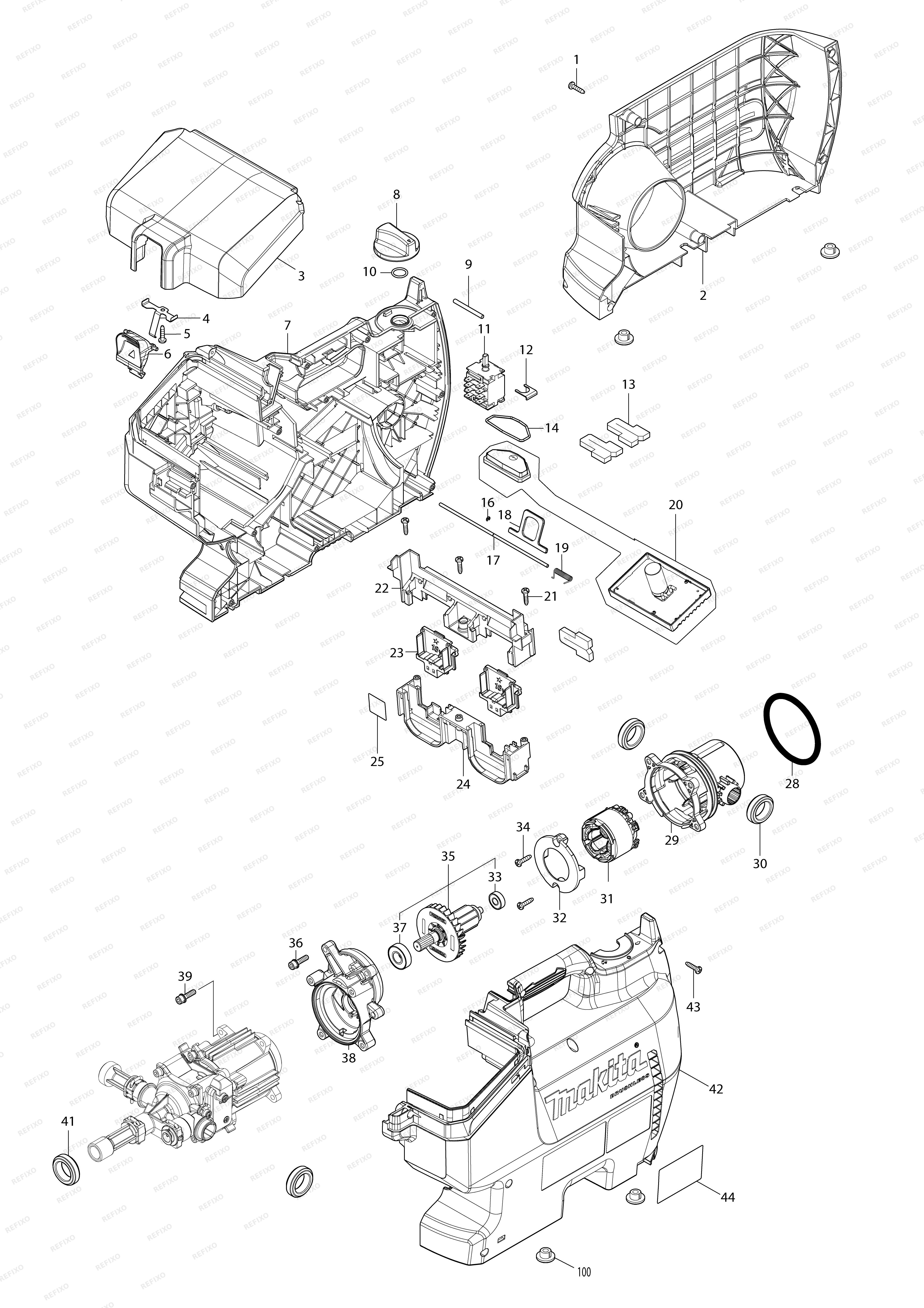 MAKITA DHW080 — схема запчастей