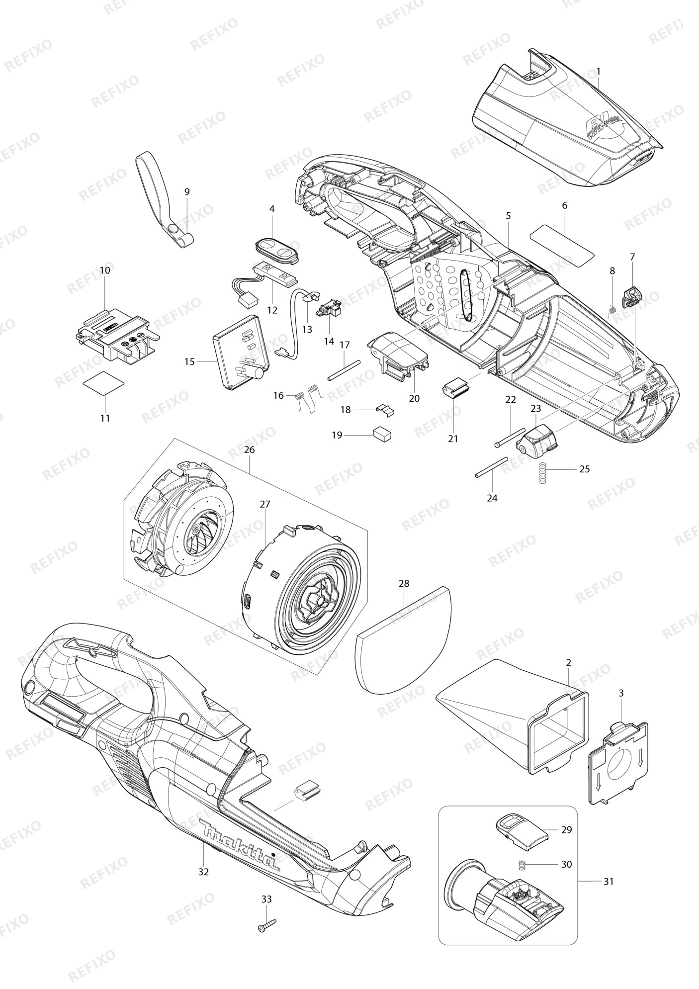 MAKITA DCL282F — схема запчастей