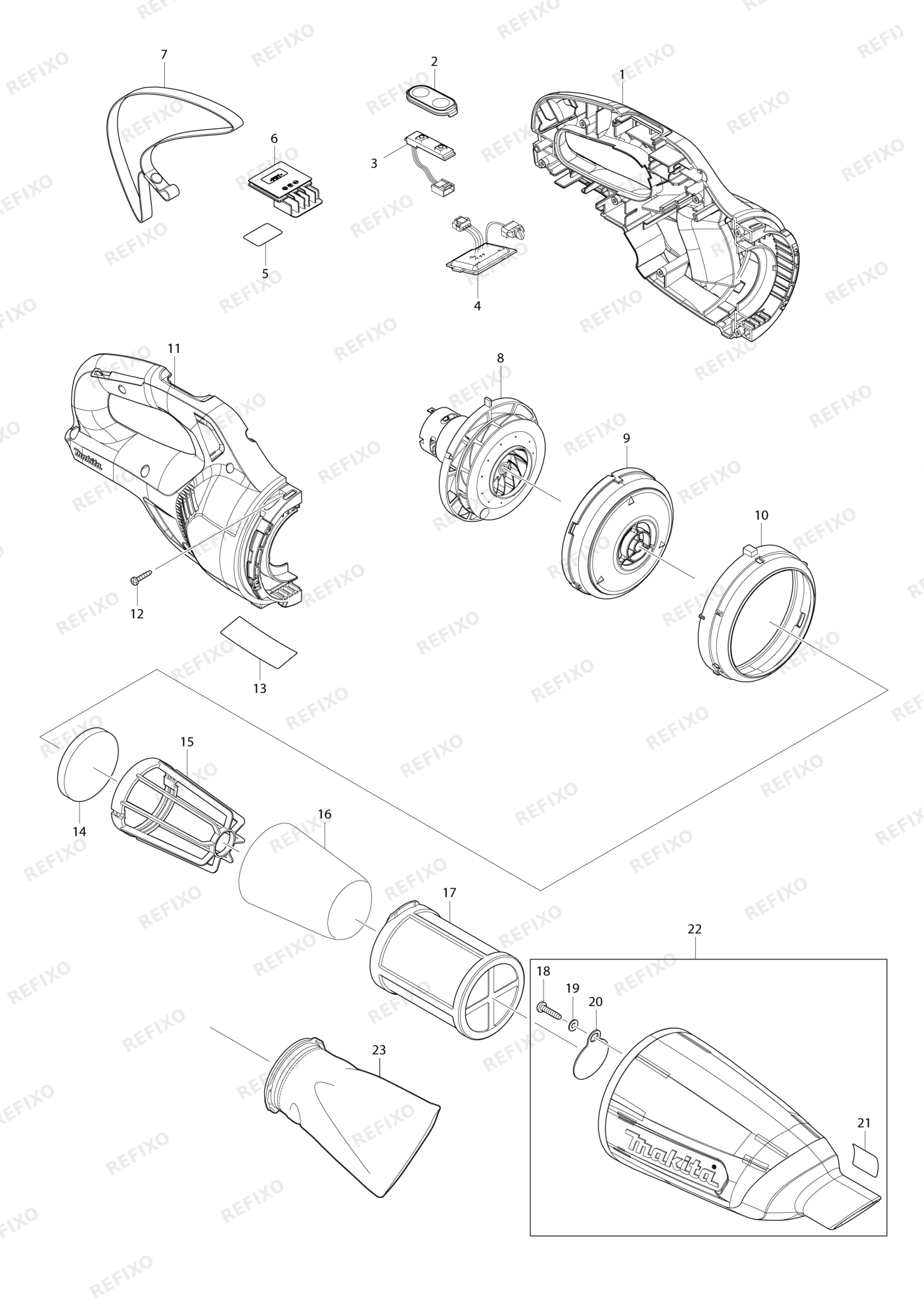 MAKITA CL108FD — схема запчастей