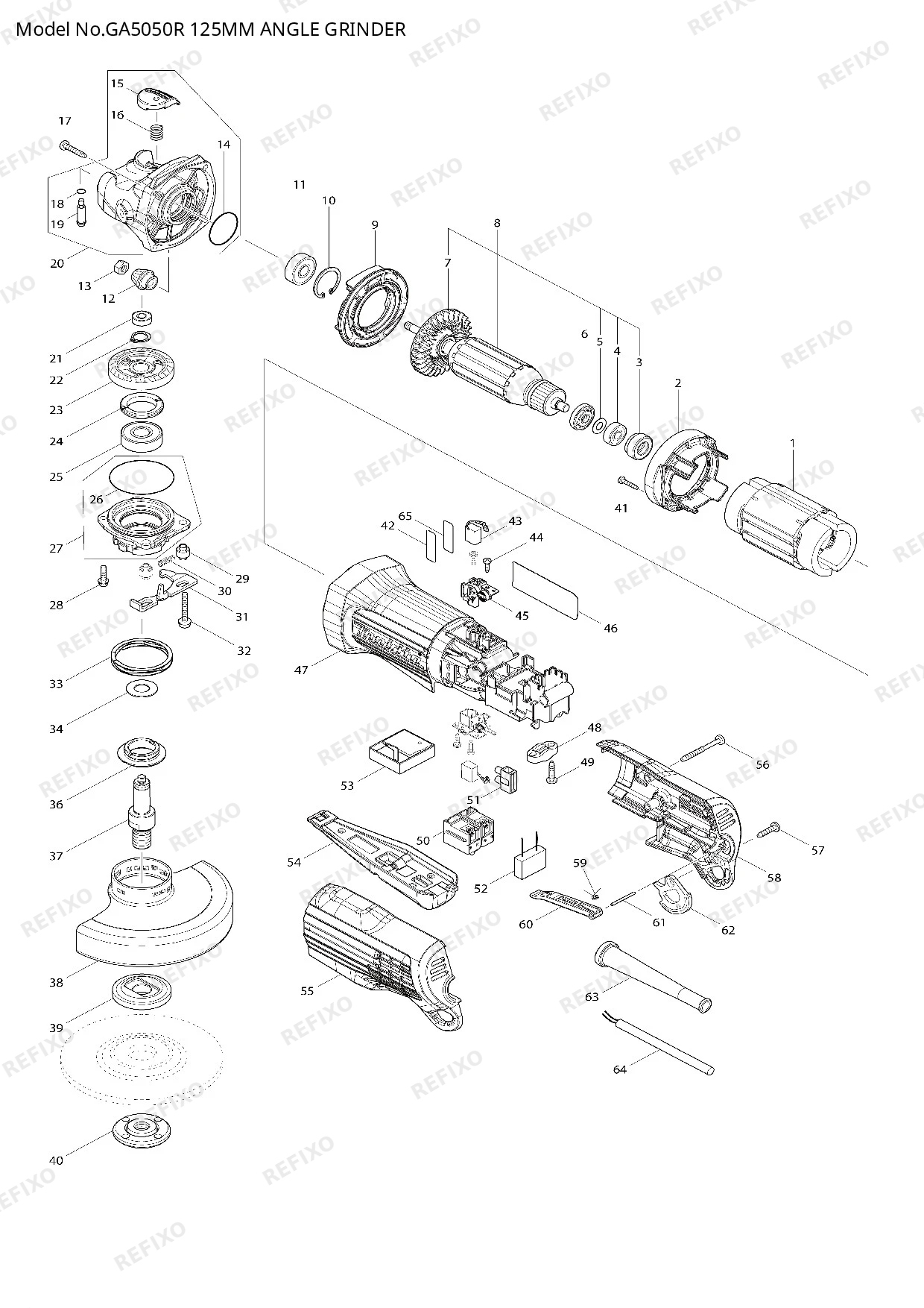 MAKITA GA5050R — схема запчастей
