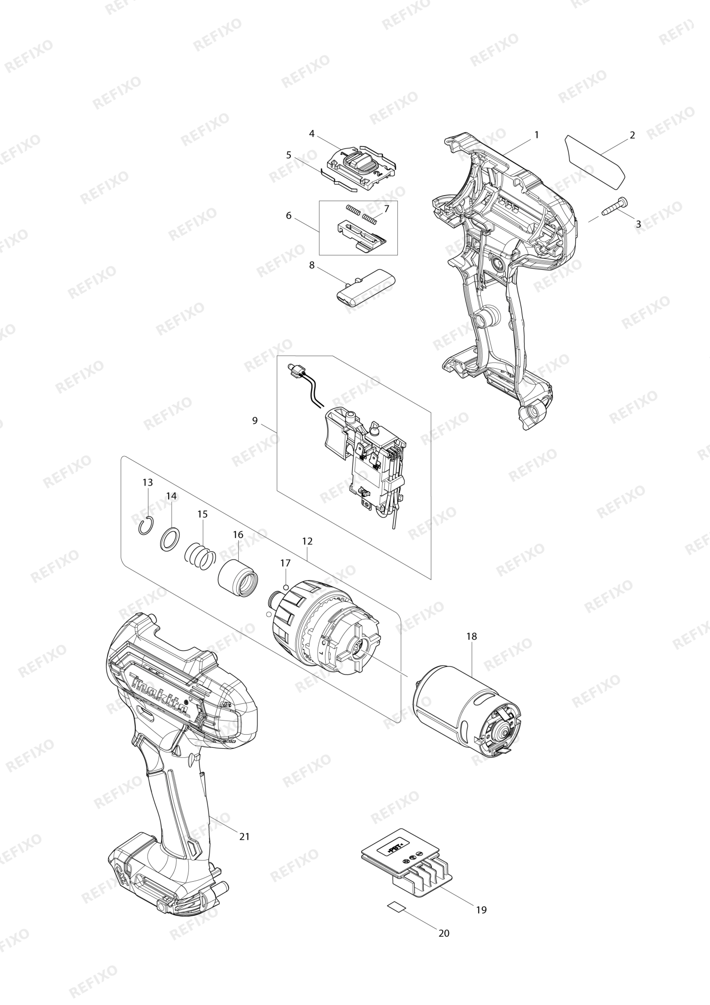 MAKITA DF033D — схема запчастей