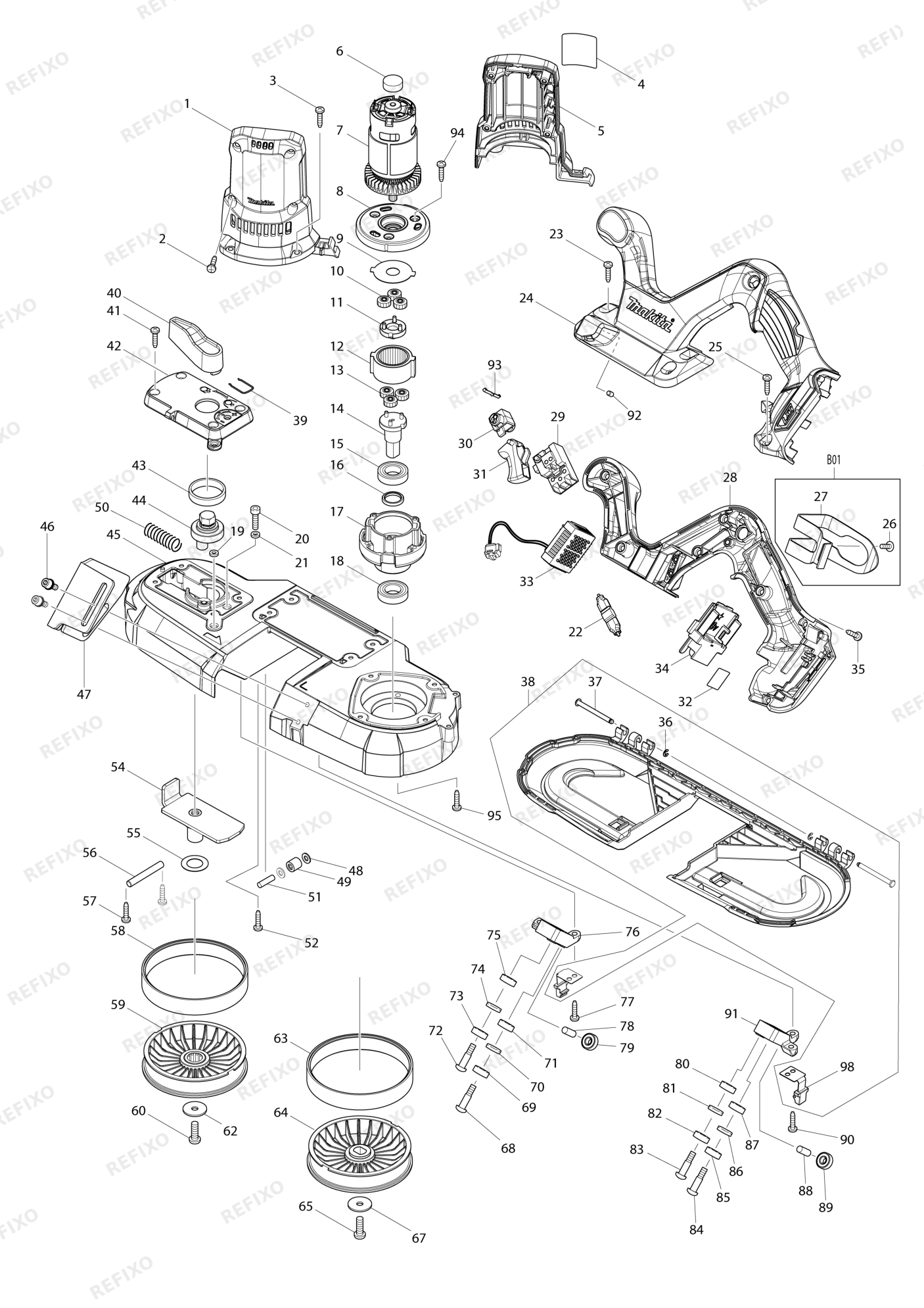 MAKITA DPB182 — схема запчастей