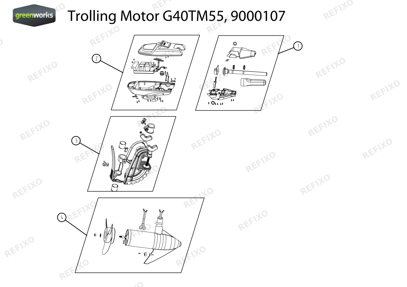 Greenworks 9000107-Exploded view — схема запчастей