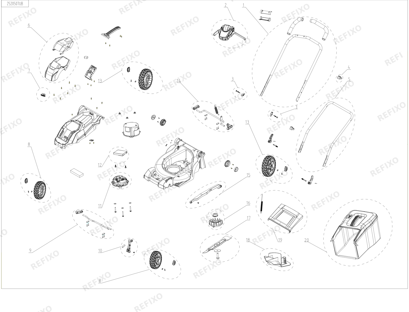 Greenworks 2520807RU -Exploded view ДАТА ПРОИЗВОДСТВА ДО ДЕКАБРЯ 2025 г. — схема запчастей