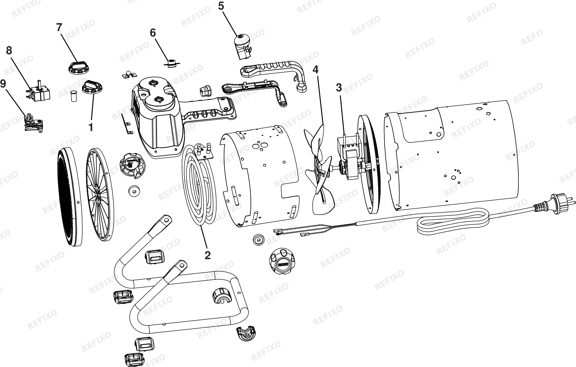 DeWalt НАГРЕВАТЕЛЬ DXJHXA0002E — схема запчастей