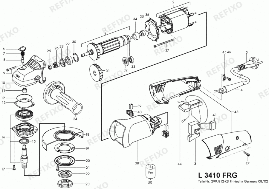Flex L 3410 FRG 230CEE Fixtec 296201 — схема запчастей