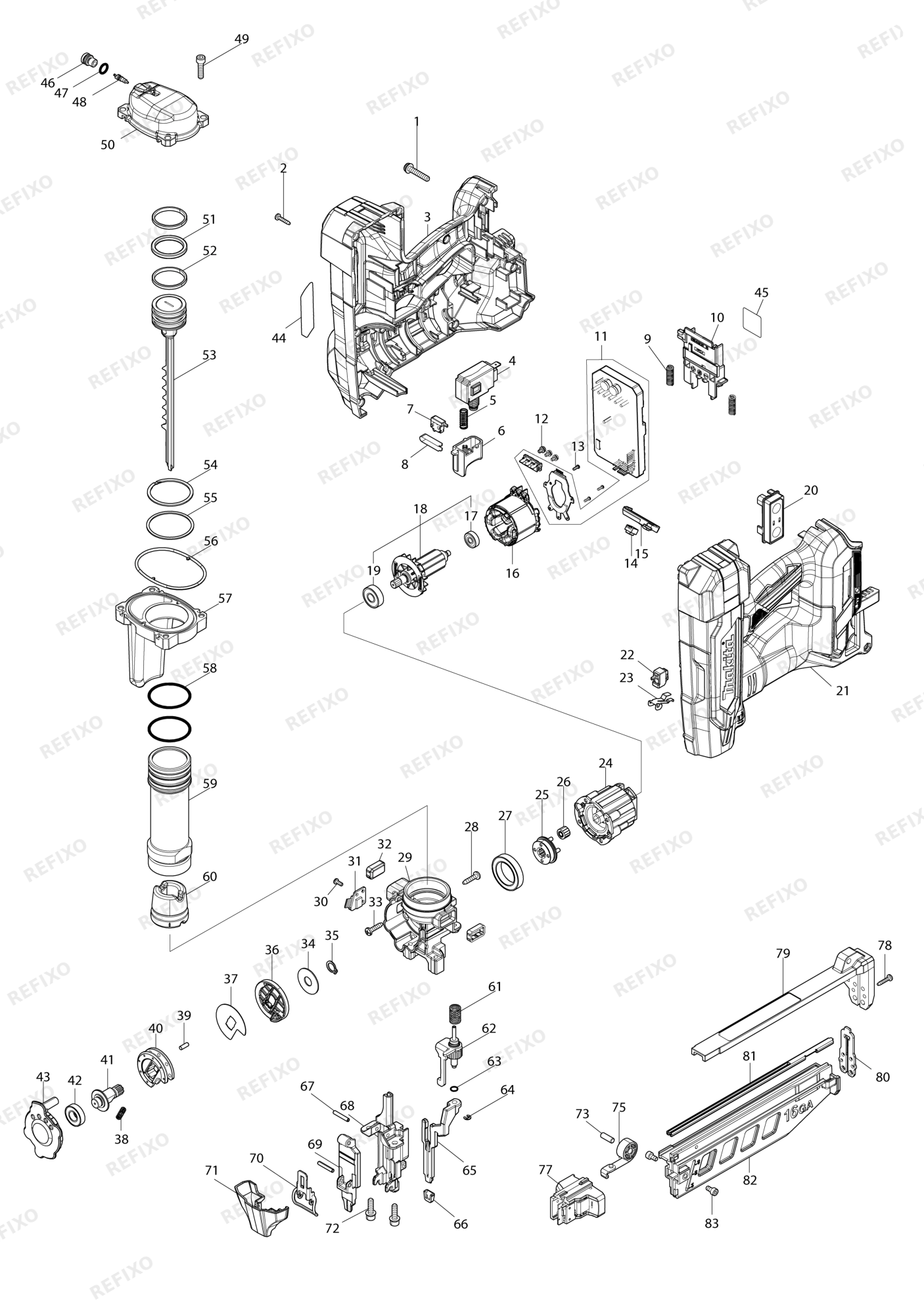 MAKITA DBN601 — схема запчастей