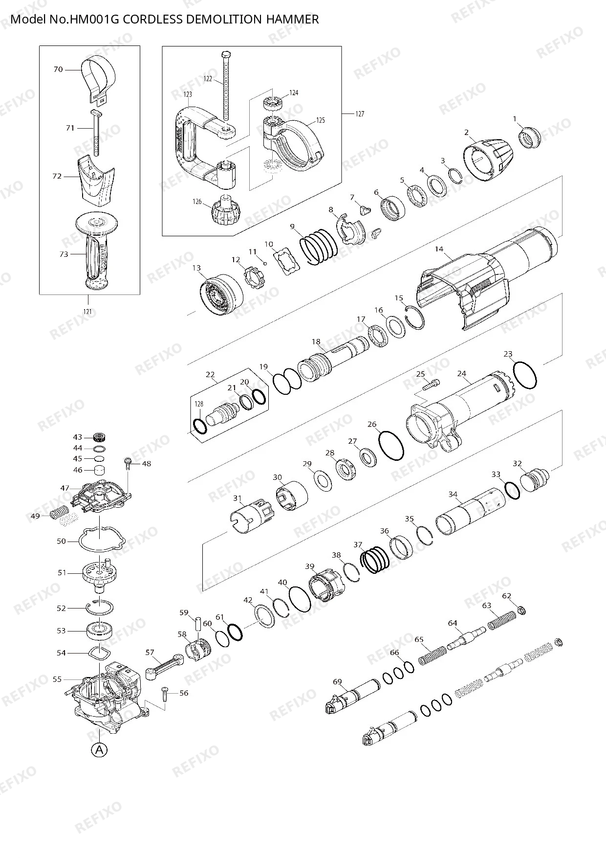 MAKITA HM001G — схема запчастей