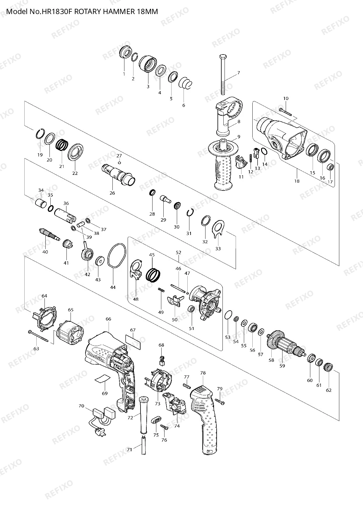 MAKITA HR1830F — схема запчастей