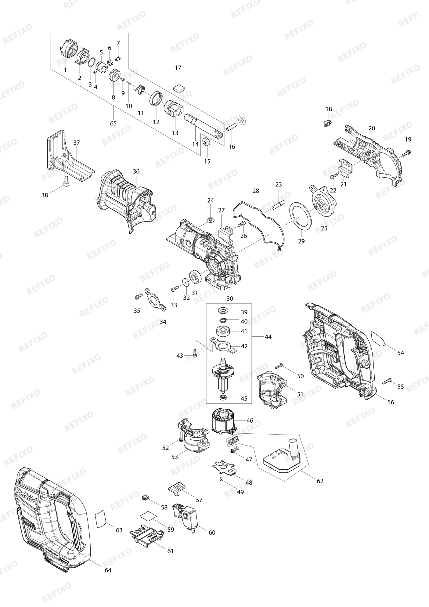 MAKITA DJR188 — схема запчастей