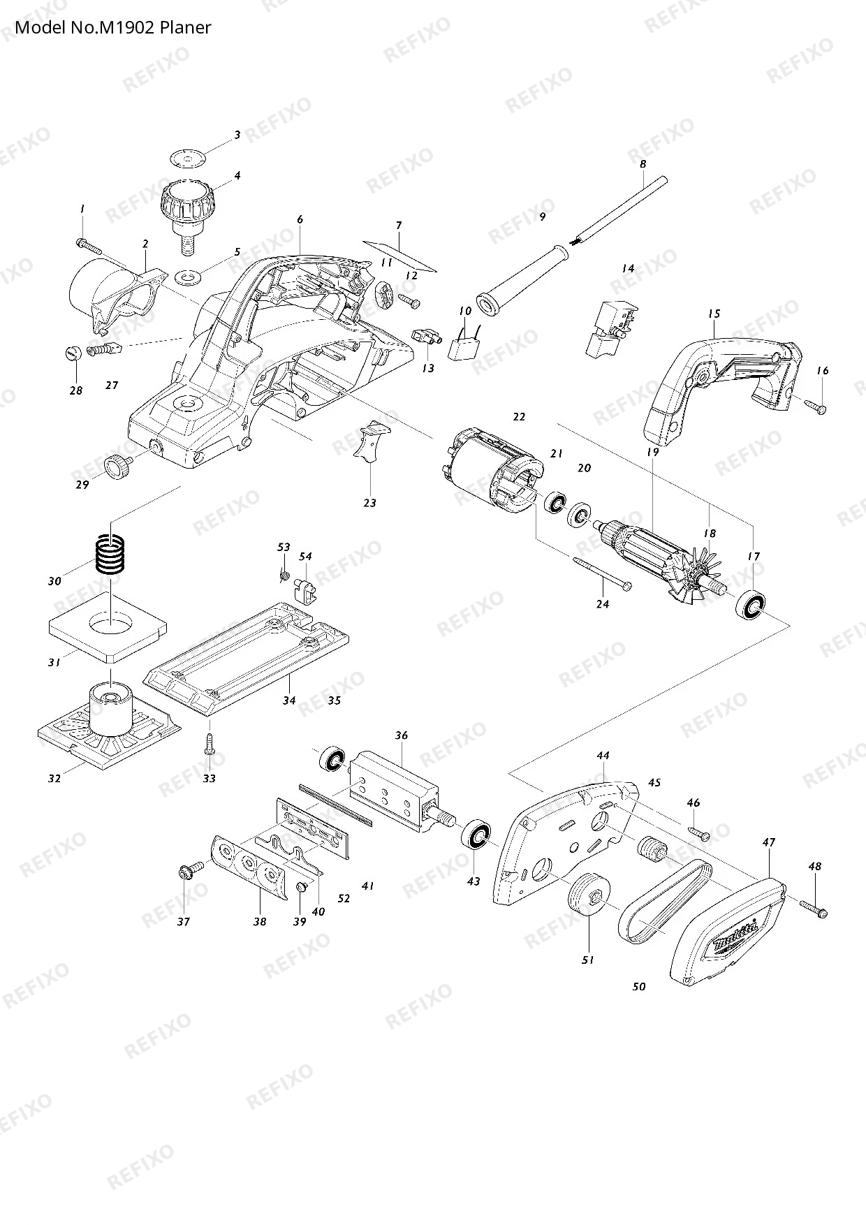 MAKITA M1902 — схема запчастей