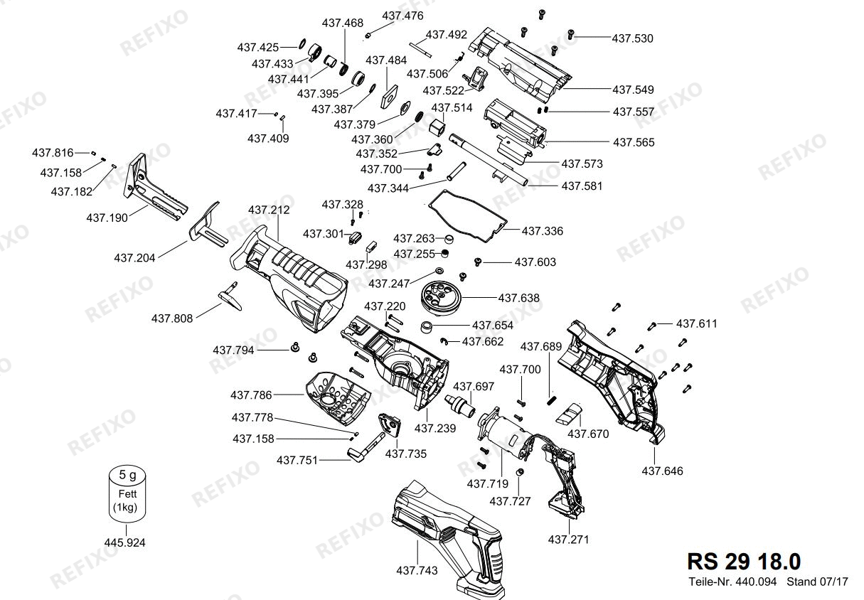 Flex RS 29 18.05.0 набор — схема запчастей